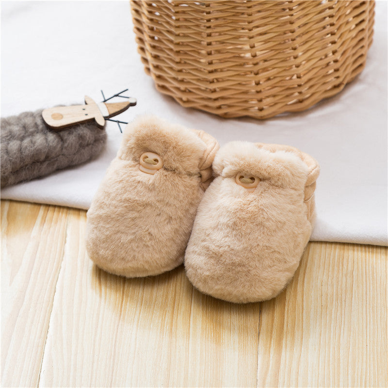 Newborn Baby Solid Color Plush Warm Shoes Outfits In Autumn & Winter