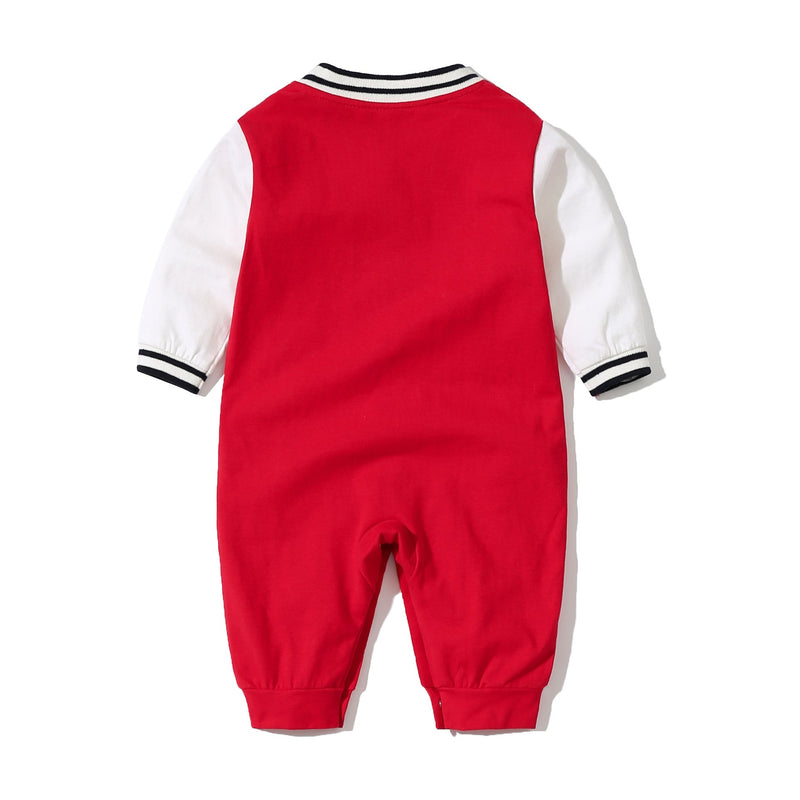 Baby Letter Embroidered Pattern Long Sleeves Baseball Rompers