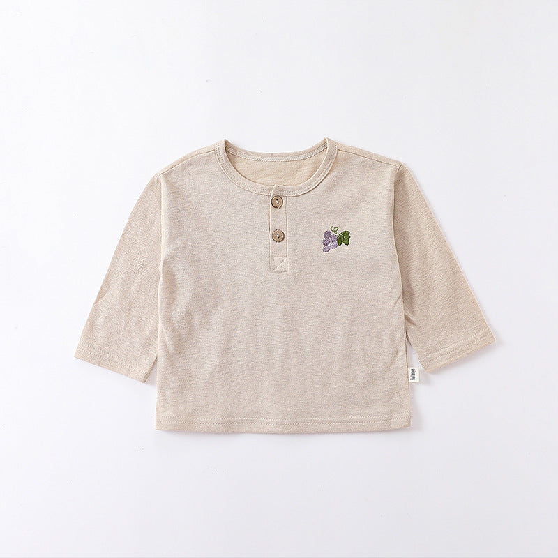 Embroidered Pattern Simple Style Soft Cotton Shirt