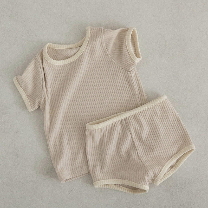 Unisex Solid Color Two Pieces Soft Cotton Clothing Sets