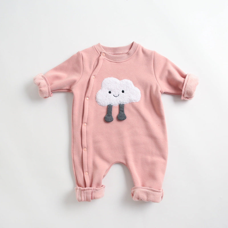 Baby Cartoon Pattern Side Snap Button Design Long Sleeved Romper