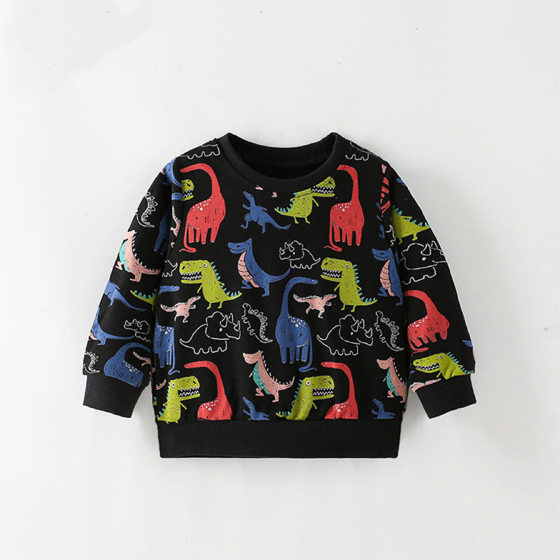 Baby Boy All Over Dinosaur Print Pattern Western Style Hoodie