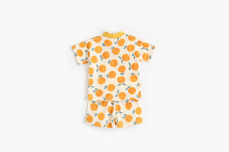 Baby Fruit Print Belt Design Short-Sleeved Top Combo Shorts Japan Style Sets Pajamas