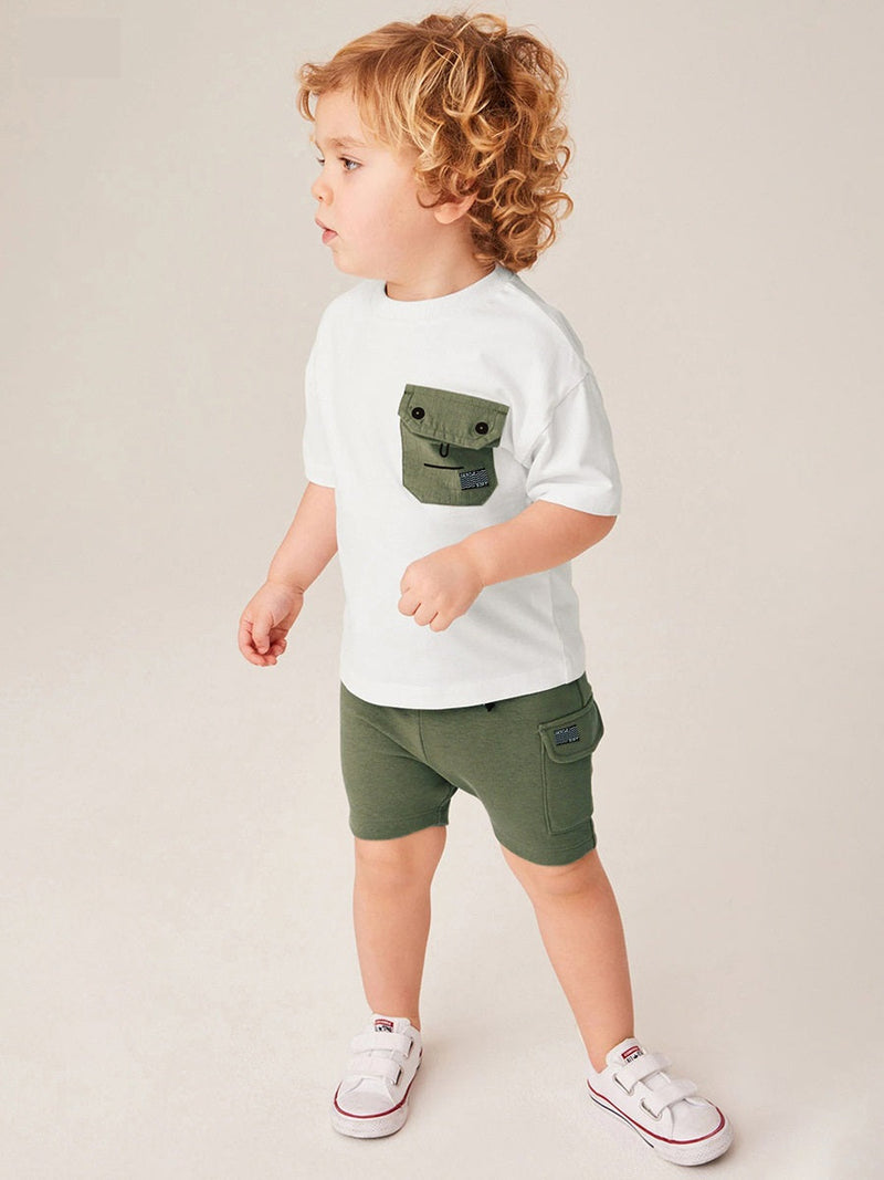 Baby Kids Boys Dumb Face Design T-Shirt And Shorts Casual Clothing Set