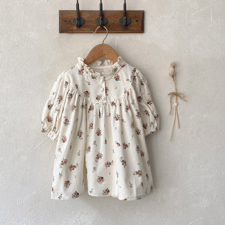 Infant Baby Sisters Clothing Romper Combo Dress In Autumn Outfit Wearing