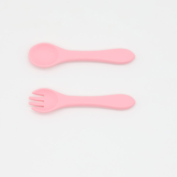 Baby Food Grade Complementary Food Training Silicone Spoon Fork Sets