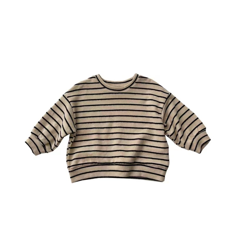 Baby Striped Pattern Puff Sleeve New Style Hoodie In Autumn