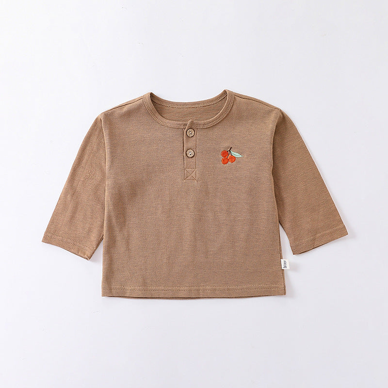 Embroidered Pattern Simple Style Soft Cotton Shirt