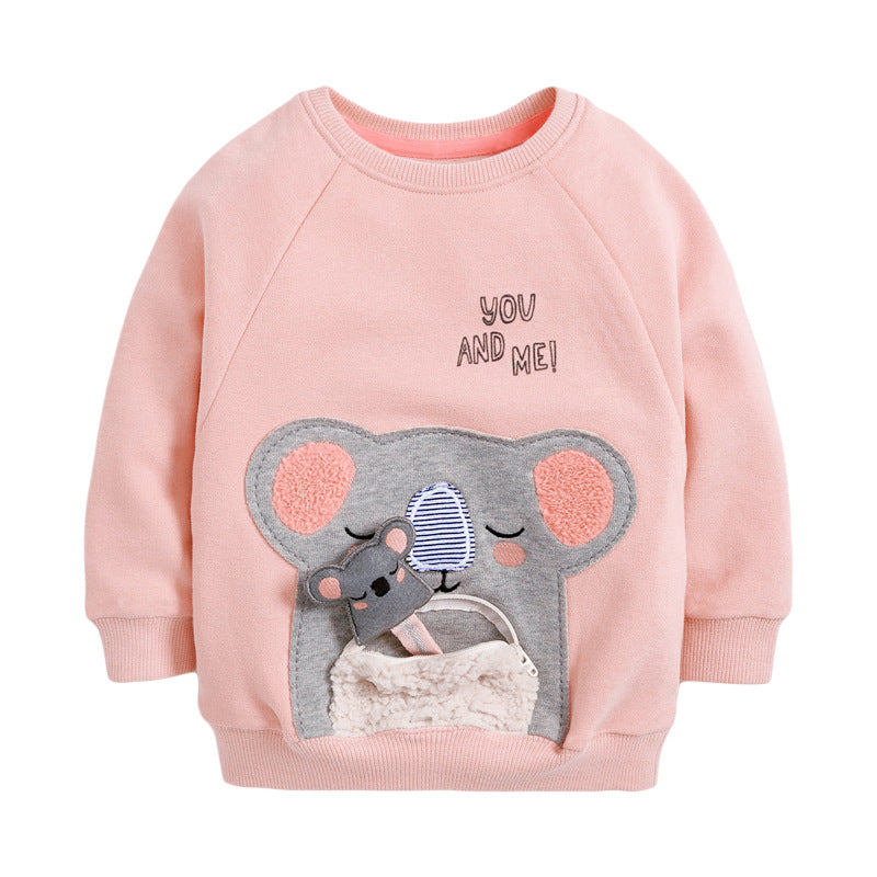 Baby Girl Cartoon Animal Knitted New Style Hoodie In Autumn