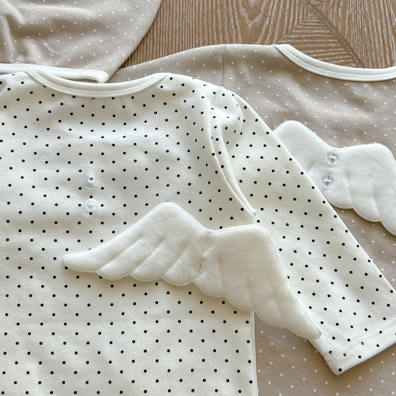 Baby Polka Dot Pattern Detachable Wing Decoration Cotton Bodysuit & Hat