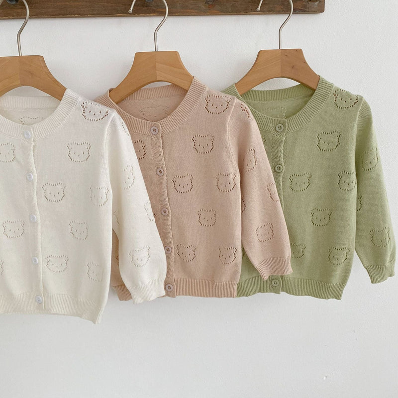 Baby Girl Hollow Carved Design Thin Style Soft Cotton Cardigan