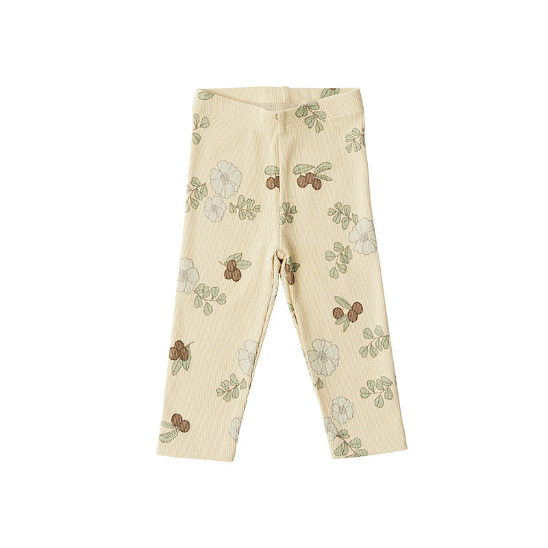 Baby Girl Floral Pattern Cotton Onesies With Pant 1 Pieces Sets