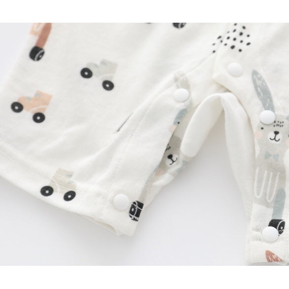 Baby 1pcs Rabbit Graphic Single Breasted Design Simply Jumpsuit Pajamas