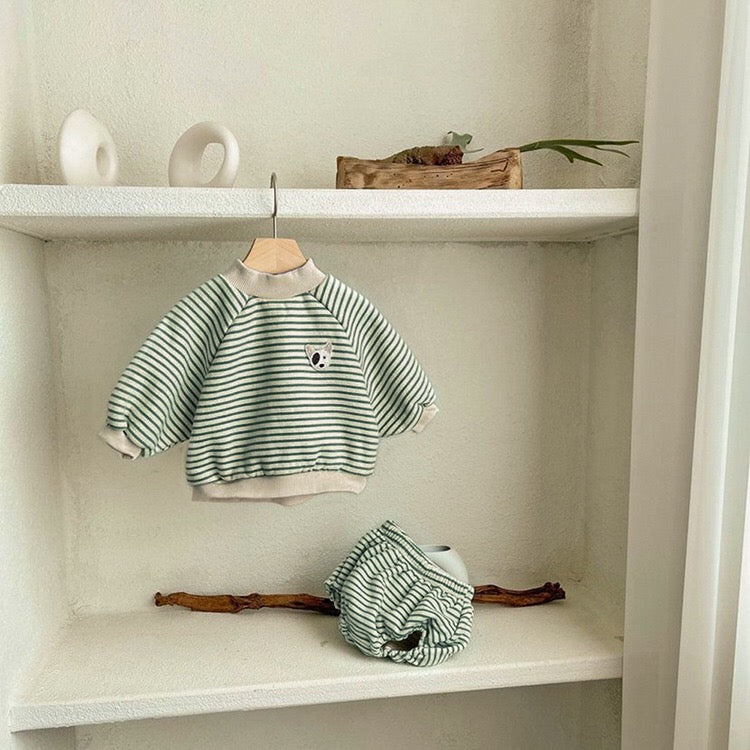 Baby Striped Pattern Hoodies Combo Triangle Shorts Sets