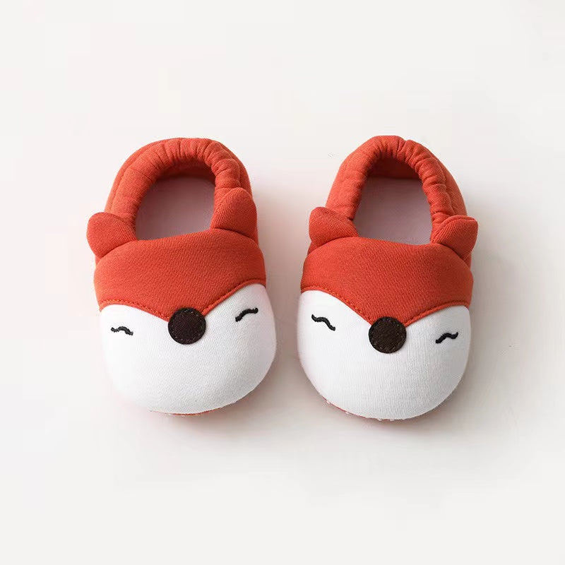 Baby Cartoon Animal Embroidered Graphic Cotton Filling Design Warm Toddle Shoes