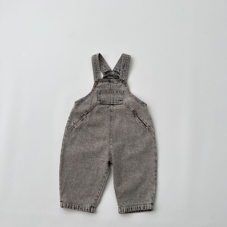 Baby Unisex Washed Denim Fabric Loose Overall