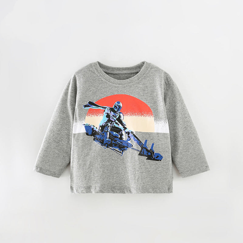 Baby Boy Print Pattern Long Sleeve Loose Shirt Top