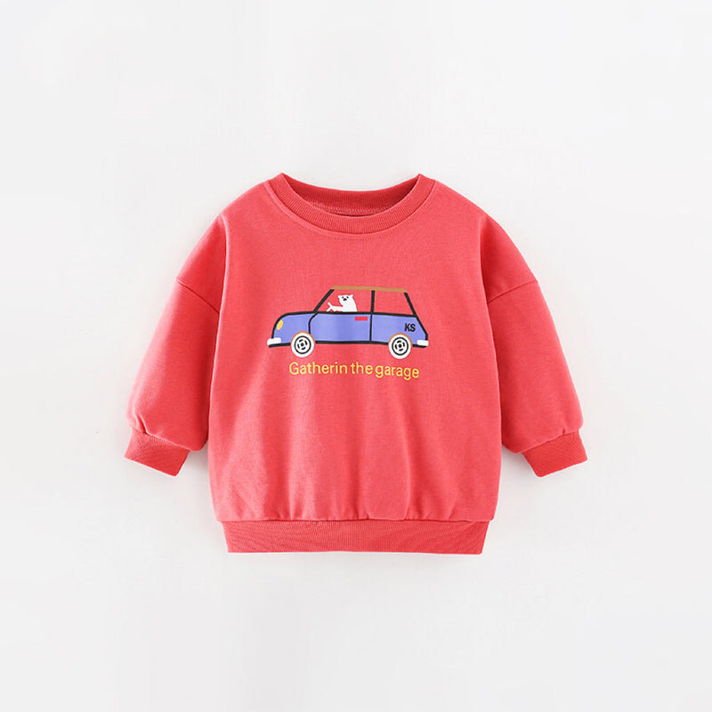 Baby Cartoon Bear Pattern Long Sleeve Cotton Terry Hoodie