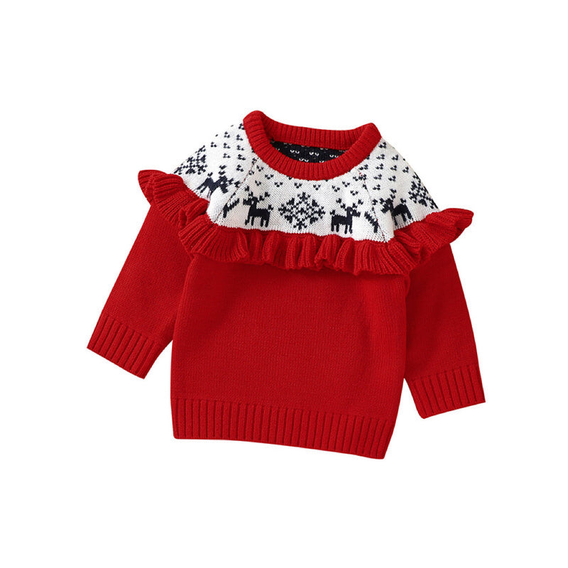 Baby Christmas Elk Embroidered Pattern Pullover Knitted Custom Sweater