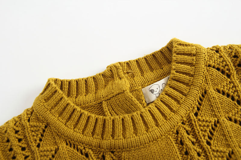 Baby Solid Color Hollow Carved Design Knitwear Sets