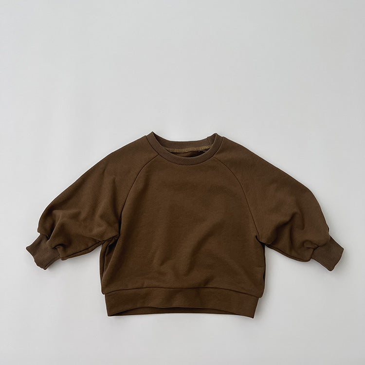 Baby Solid Color Long Sleeve Pullover Crewneck Hoodies