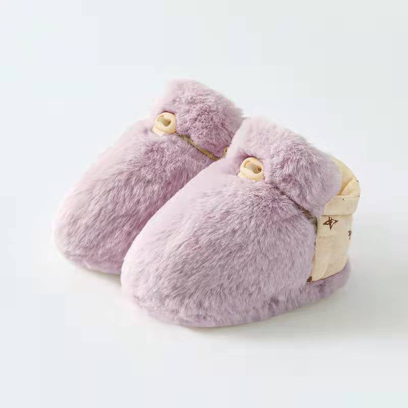 Newborn Baby Solid Color Plush Warm Shoes Outfits In Autumn & Winter