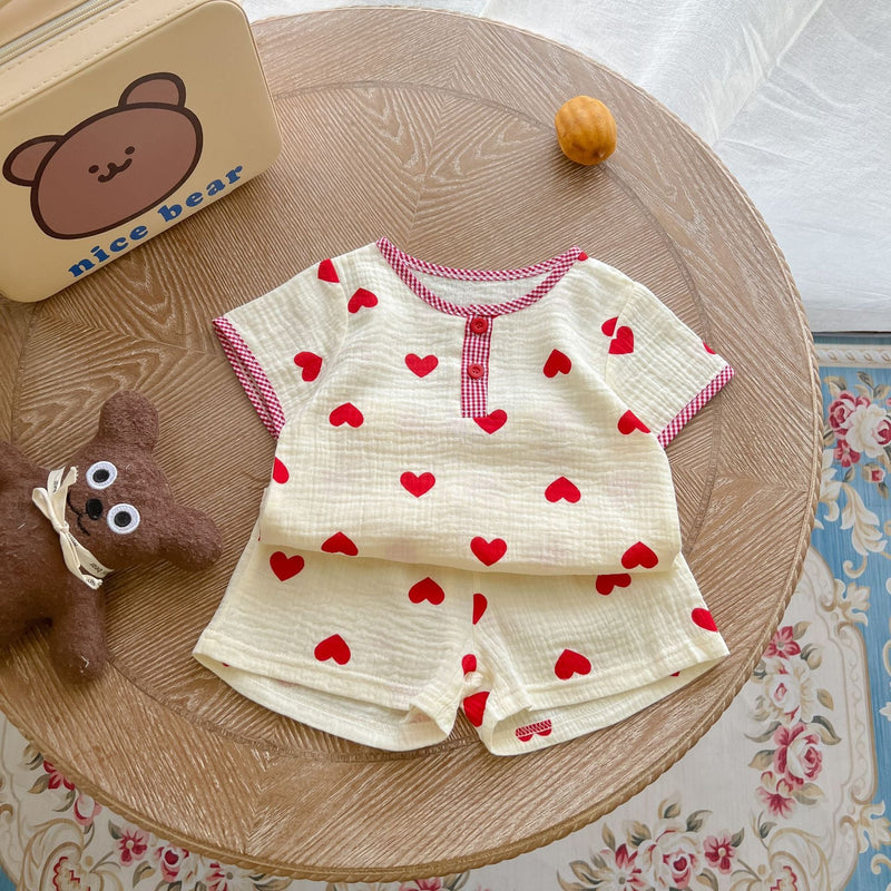 Baby Print Pattern T-Shirt Combo Shorts In Summer Sets