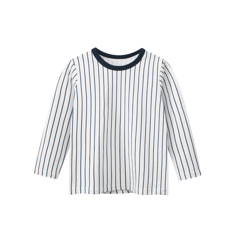 Baby Kids Boys Vertical Stripes Round Neck Long Sleeves Top