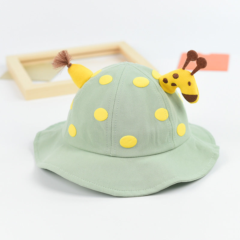 Baby Solid Color Animal Print Design Sunshade Bucket Hats