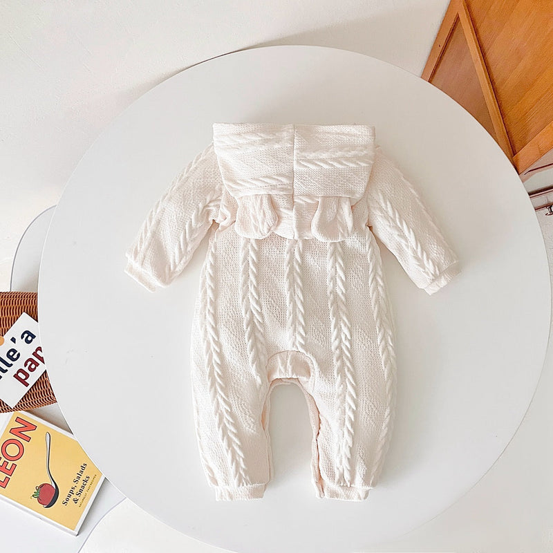 Baby Solid Color Crochet Knitted Pattern Thermal Knitted Romper