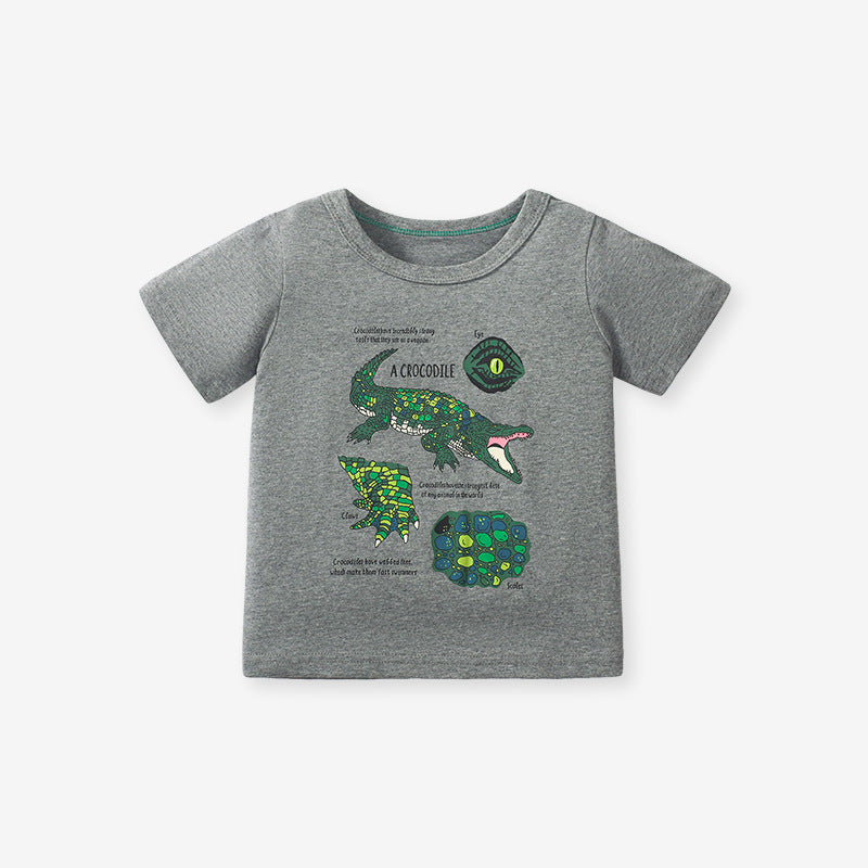 Kids Crocodile Print T-Shirt In European And American Style For Summer