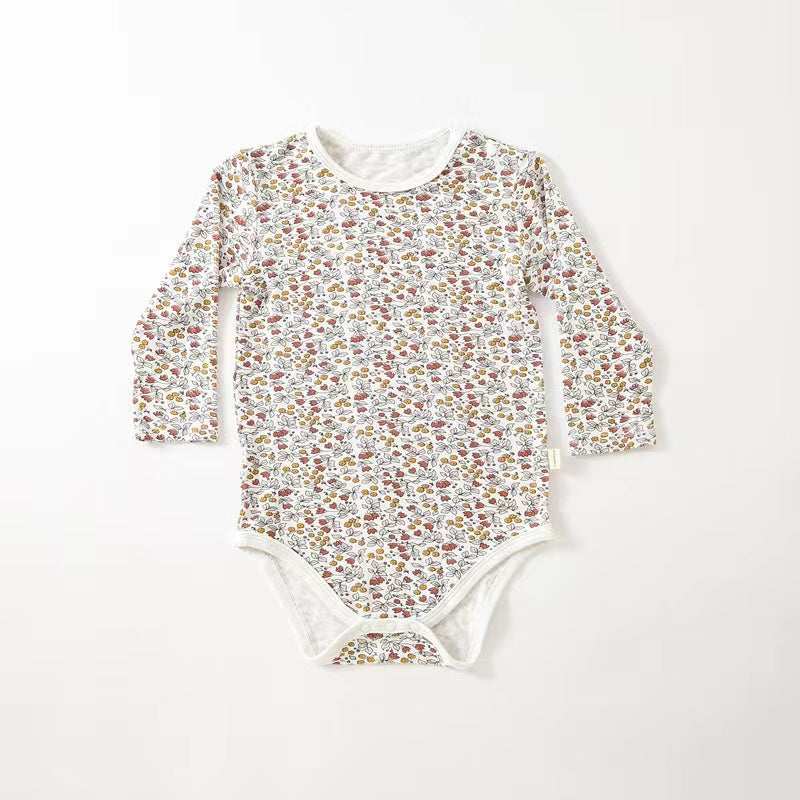 Baby Floral & Heart Pattern Soft Cotton Long Sleeved Onesies