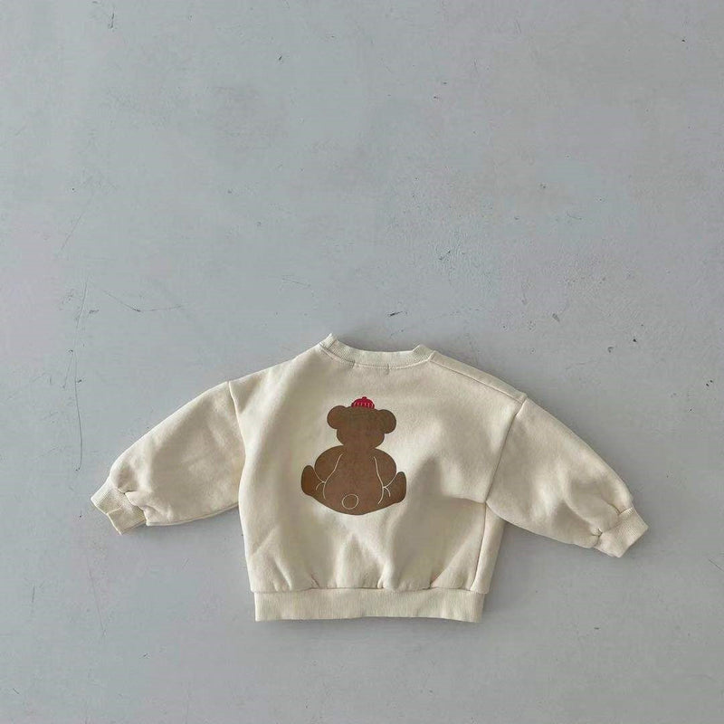 Baby  Cartoon Bear Graphic Long Sleeves Cotton Casual Hoodies