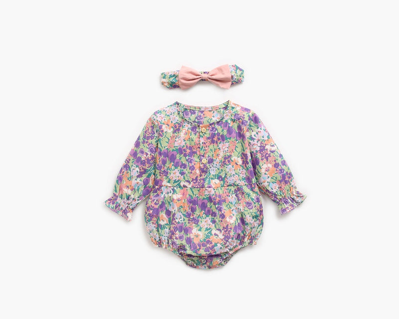 Baby Girl 1pcs Flower Pattern Long Sleeved Fashion Hot Selling Bodysuit Onesies & Headband