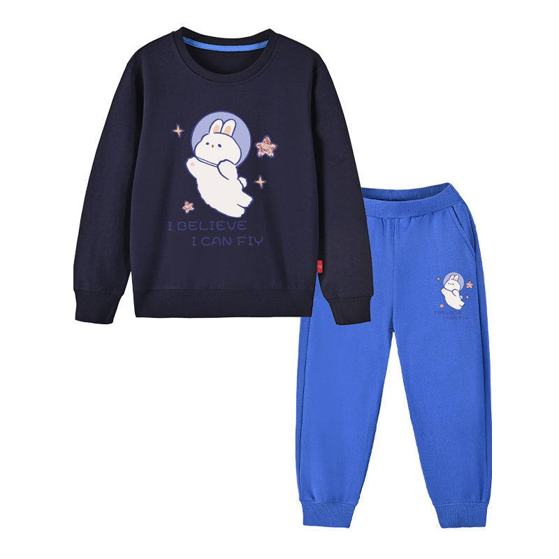 Baby Girl Cute Bunny Graphic Hoodie Combo Loose Trousers Soft Cotton Sets