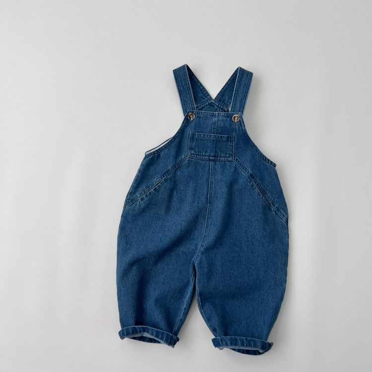 Baby Unisex Washed Denim Fabric Loose Overall