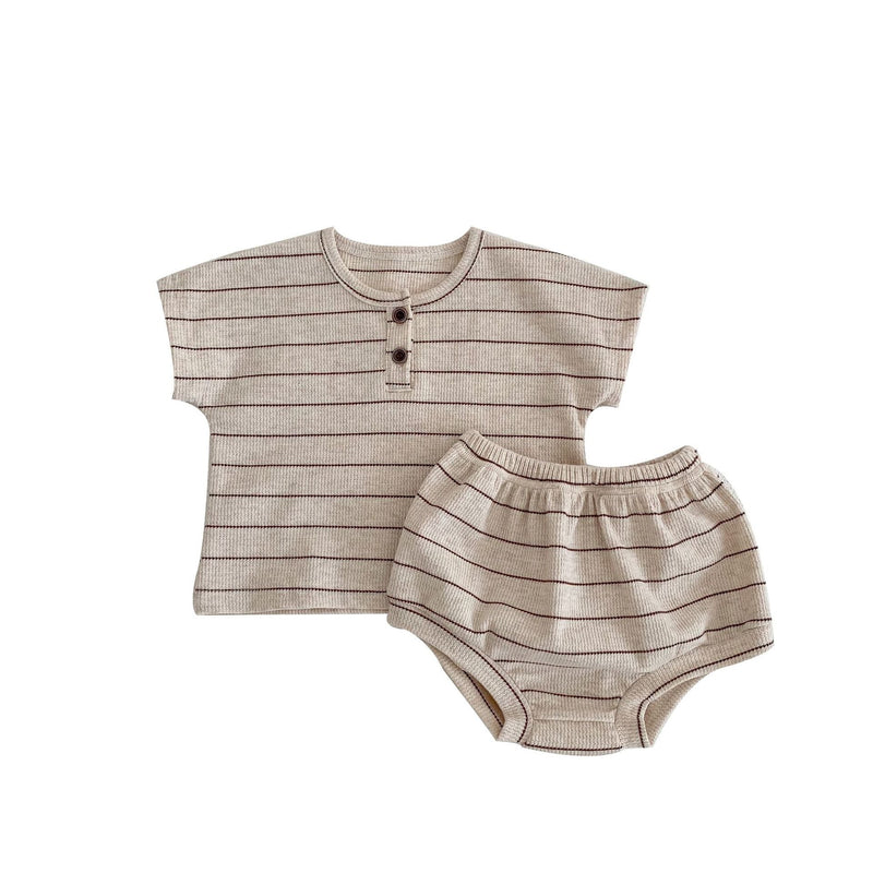 Baby Striped Pattern T-Shirt Shorts Casual Comfy Sets