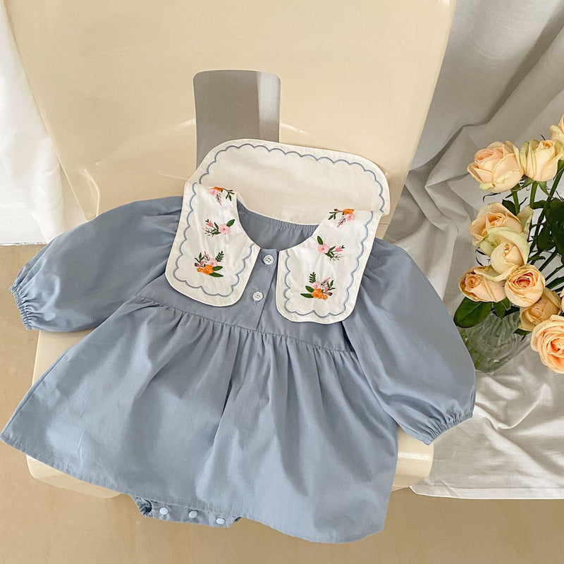 New Arrival Baby Floral Plain Princess Onesie Dress For Girls