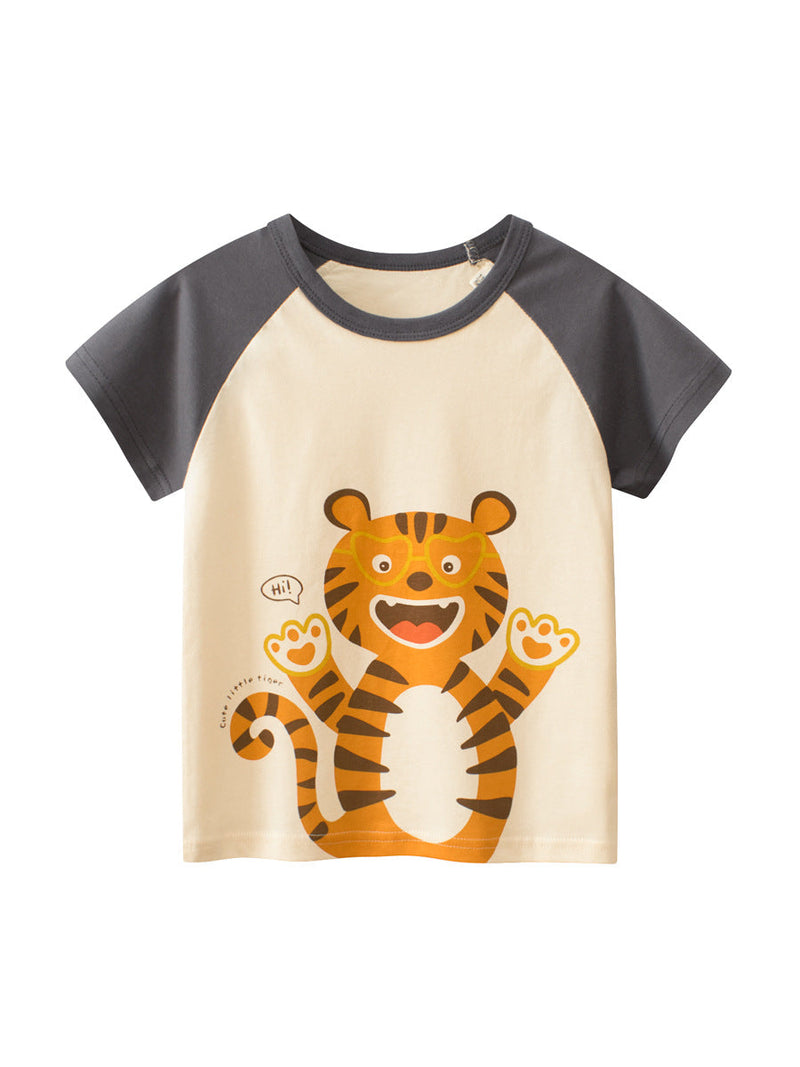 Boys’ Cartoon Animals Pattern T-Shirt In European And American Style