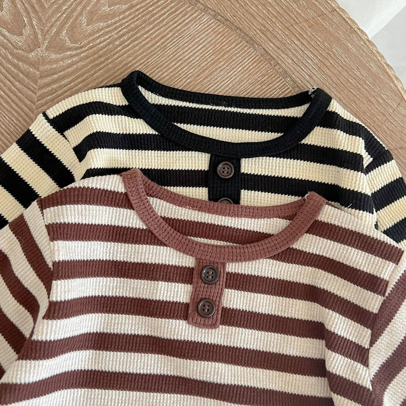 Baby Striped Pattern Long Sleeve Tops & Triangle Shorts 1 Pieces Sets