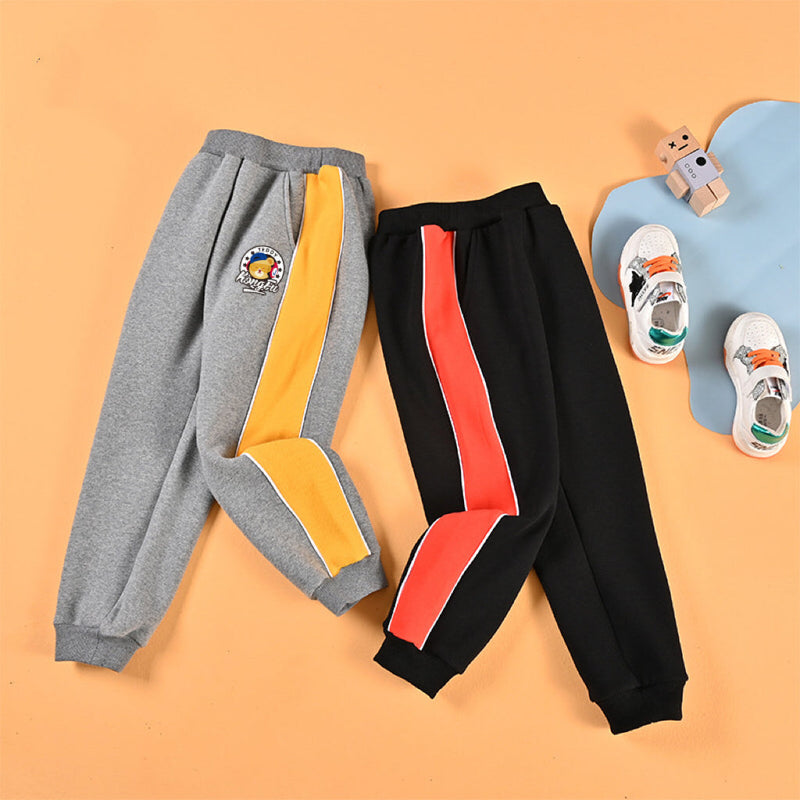 Baby Twill Fleece Side Patchwork Design Teething Sweatpants