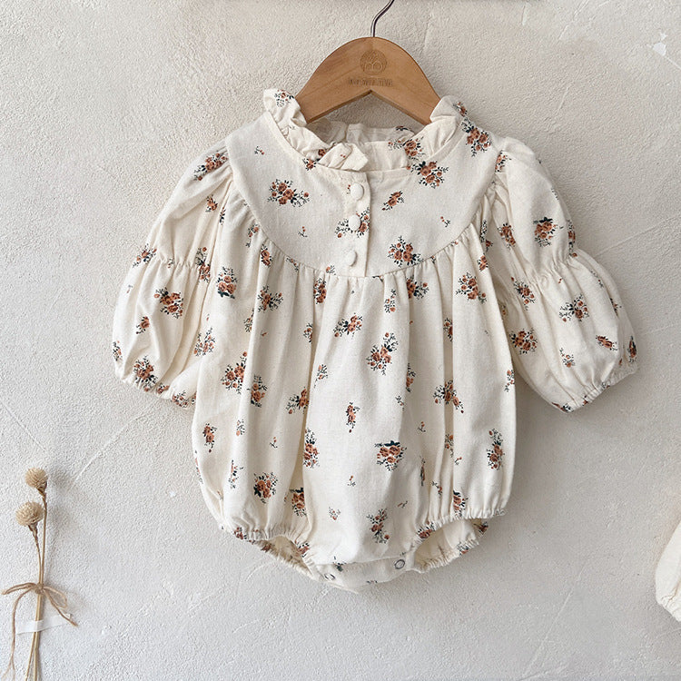 Infant Baby Sisters Clothing Romper Combo Dress In Autumn Outfit Wearing