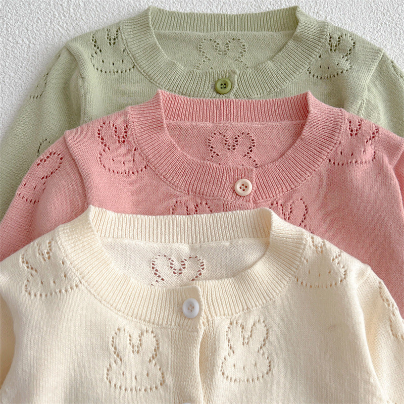 Baby Solid Color Sun Protection Sweet Knit Cardigan