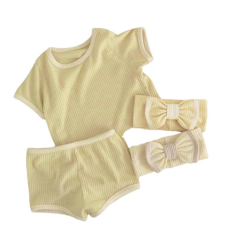 Unisex Solid Color Two Pieces Soft Cotton Clothing Sets