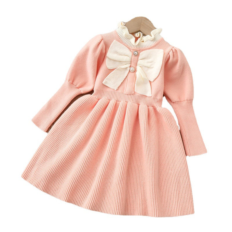 Baby Bow Patched Design Puff Sleeve Princess Dress