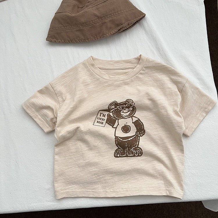 Baby Cartoon Bear Graphic Short Sleeve Comfy T-Shirt