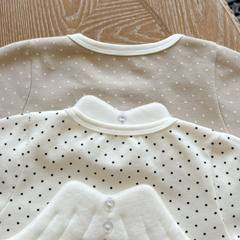 Baby Polka Dot Pattern Detachable Wing Decoration Cotton Bodysuit & Hat