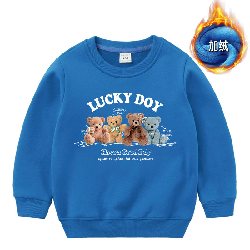 Baby Cute Bear Pattern Crewneck Cotton Hoodies In Autumn