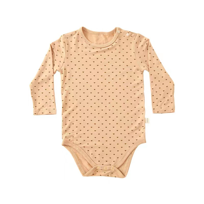 Baby Floral & Heart Pattern Soft Cotton Long Sleeved Onesies