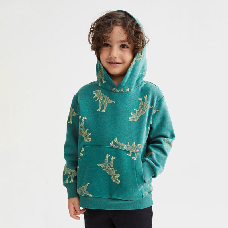 Baby Boy 1pcs Cartoon Animal Pattern Composite One Piece Fleece Sweatshirt